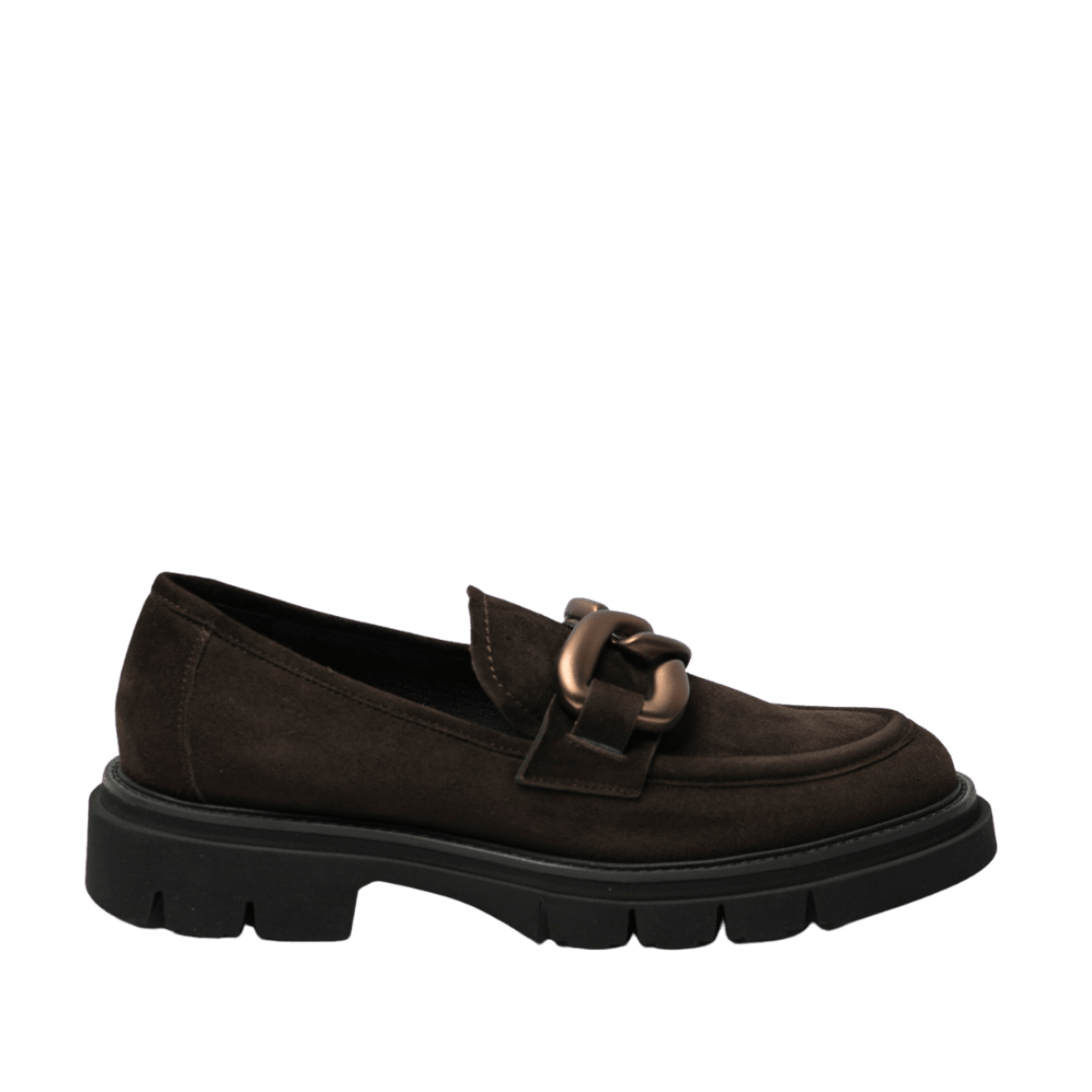 Mocassino Luca Grossi Catena Bronzo Camoscio Testa Di Moro - Luca Grossi - Calzature Savorè