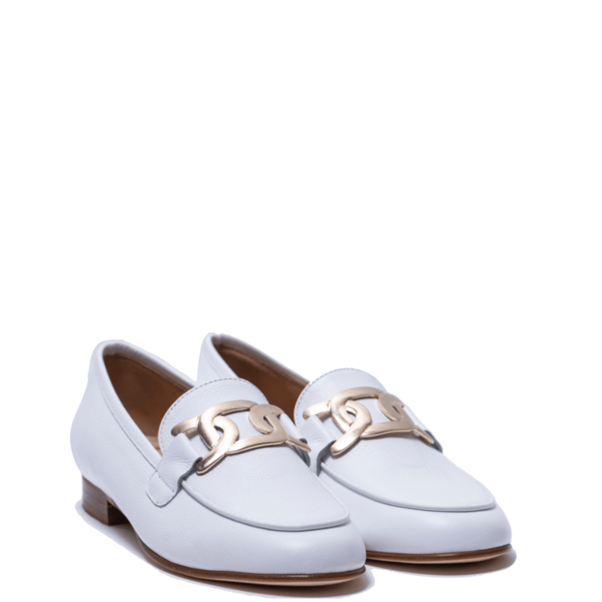 Mocassino Luca Grossi Fibbia Dorata Pelle Viking Bianco - Luca Grossi - Calzature Savorè