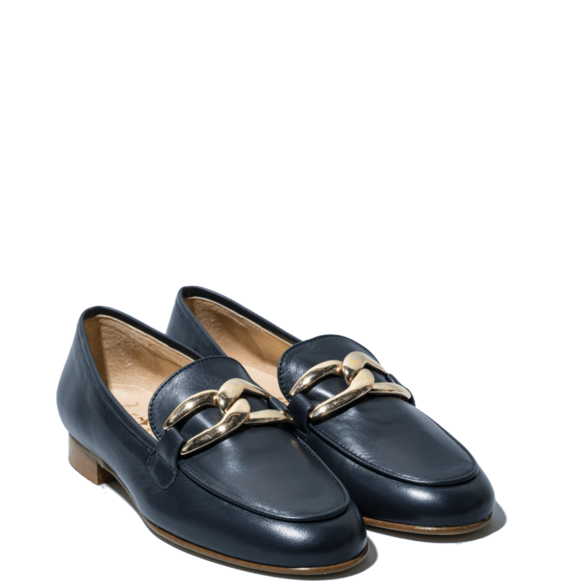 Mocassino Luca Grossi Fibbia Oro Pelle Blu - Luca Grossi - Calzature Savorè