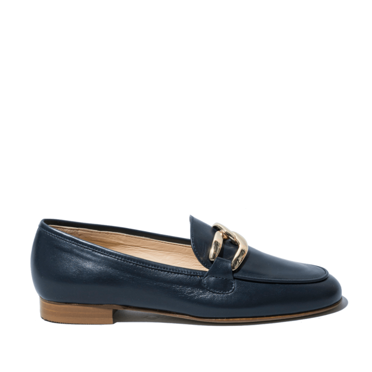 Mocassino Luca Grossi Fibbia Oro Pelle Blu - Luca Grossi - Calzature Savorè