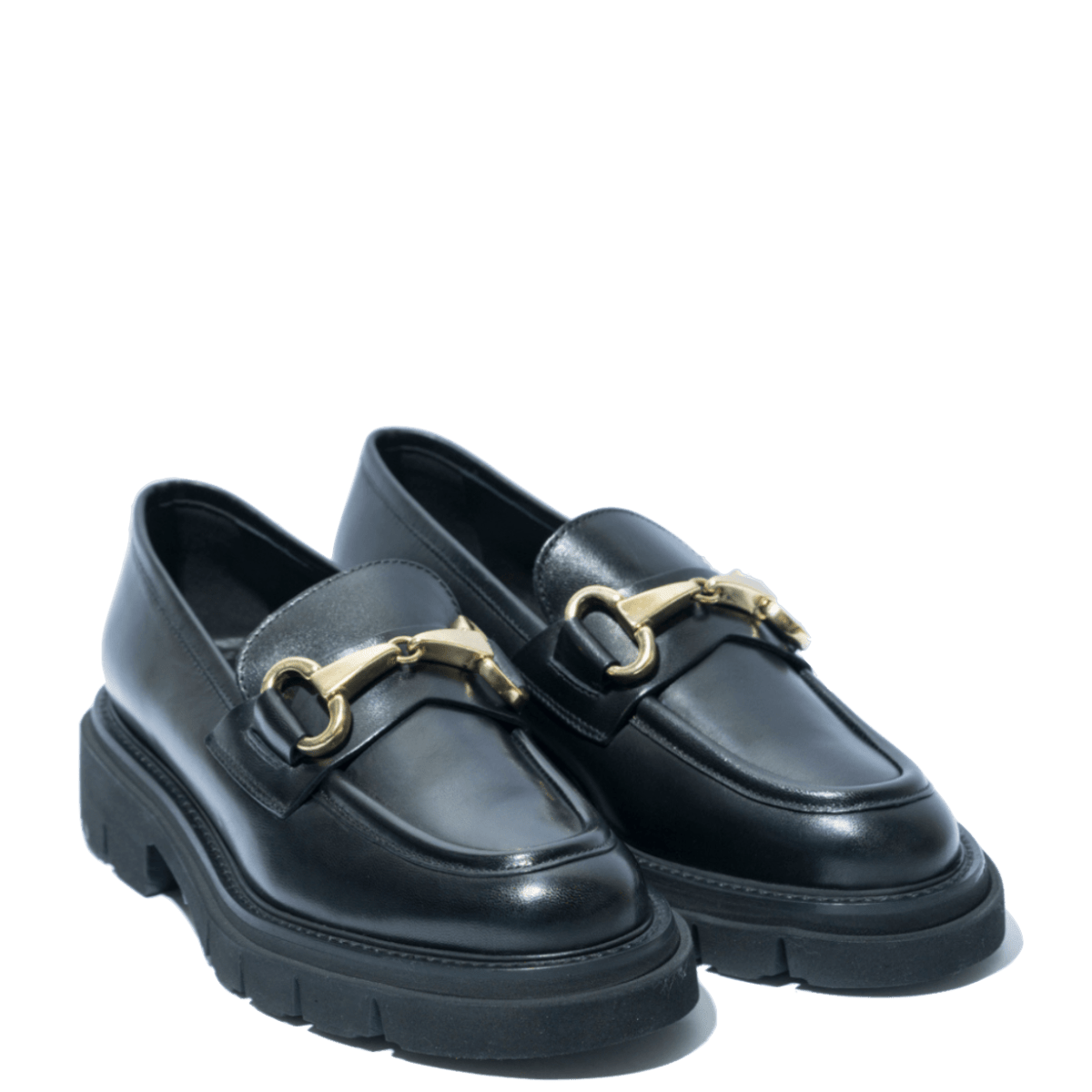 Mocassino Luca Grossi Morsetto Oro Lucido Pelle Natur Nero - Luca Grossi - Calzature Savorè