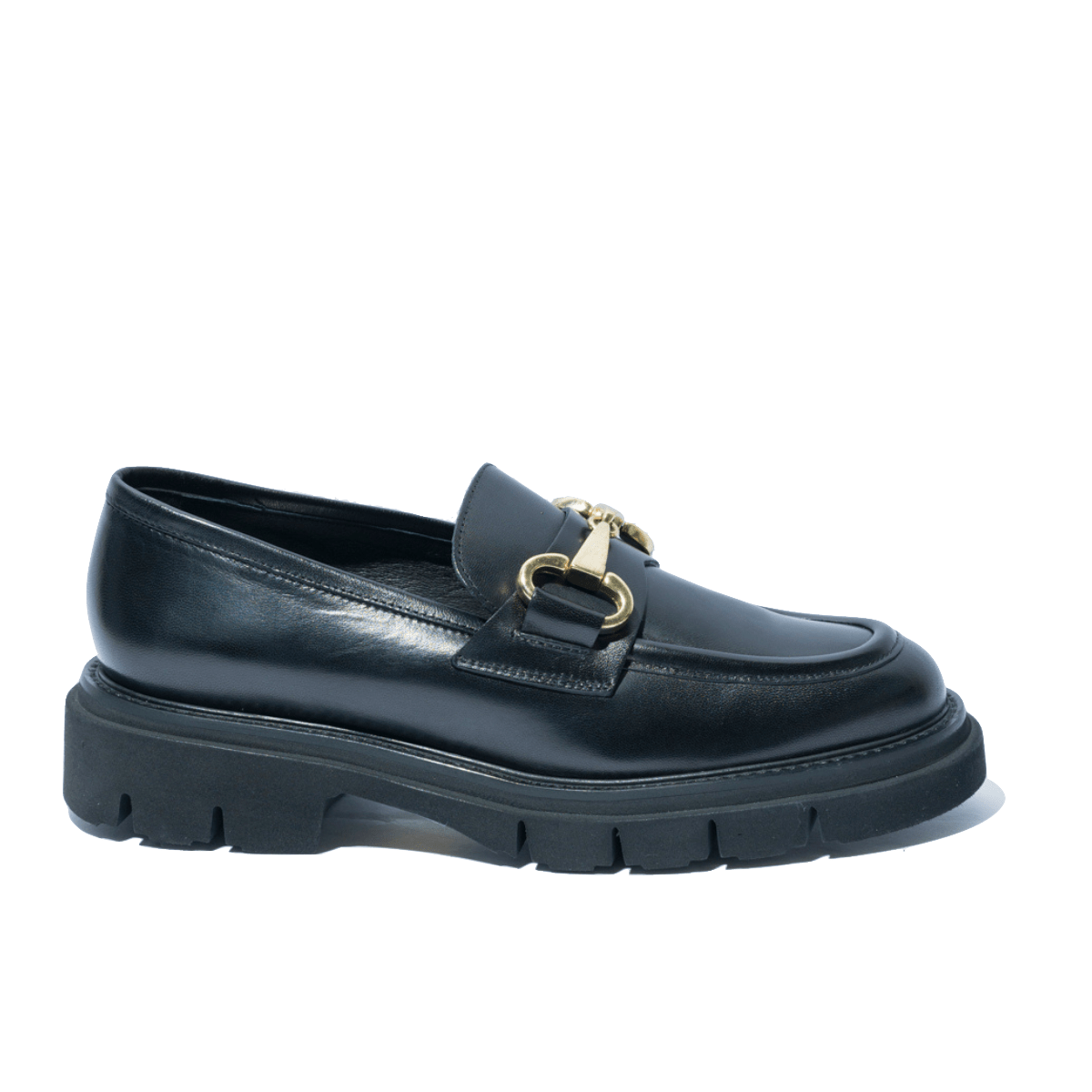Mocassino Luca Grossi Morsetto Oro Lucido Pelle Natur Nero - Luca Grossi - Calzature Savorè