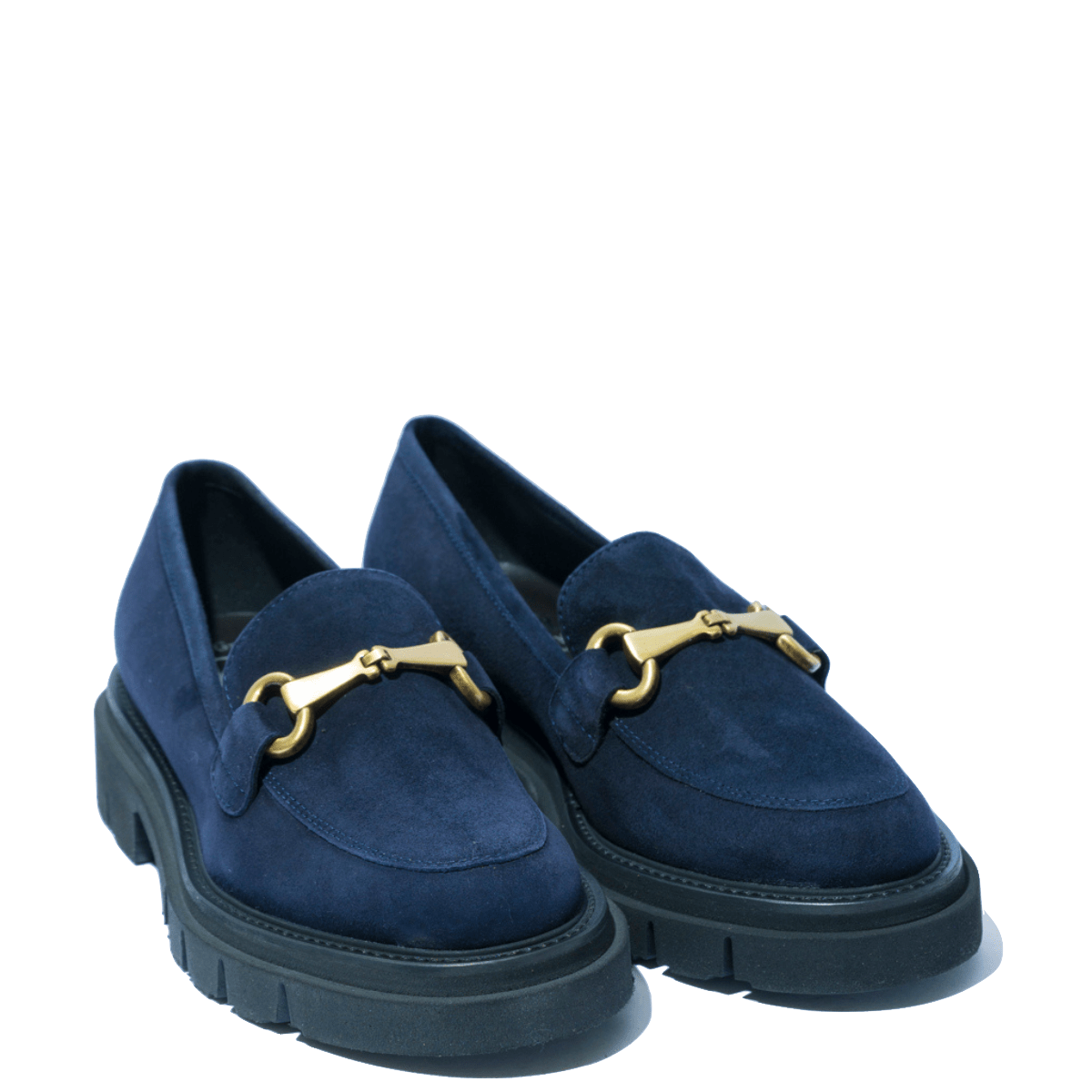 Mocassino Luca Grossi Morsetto Oro Opaco Camoscio Blu - Luca Grossi - Calzature Savorè