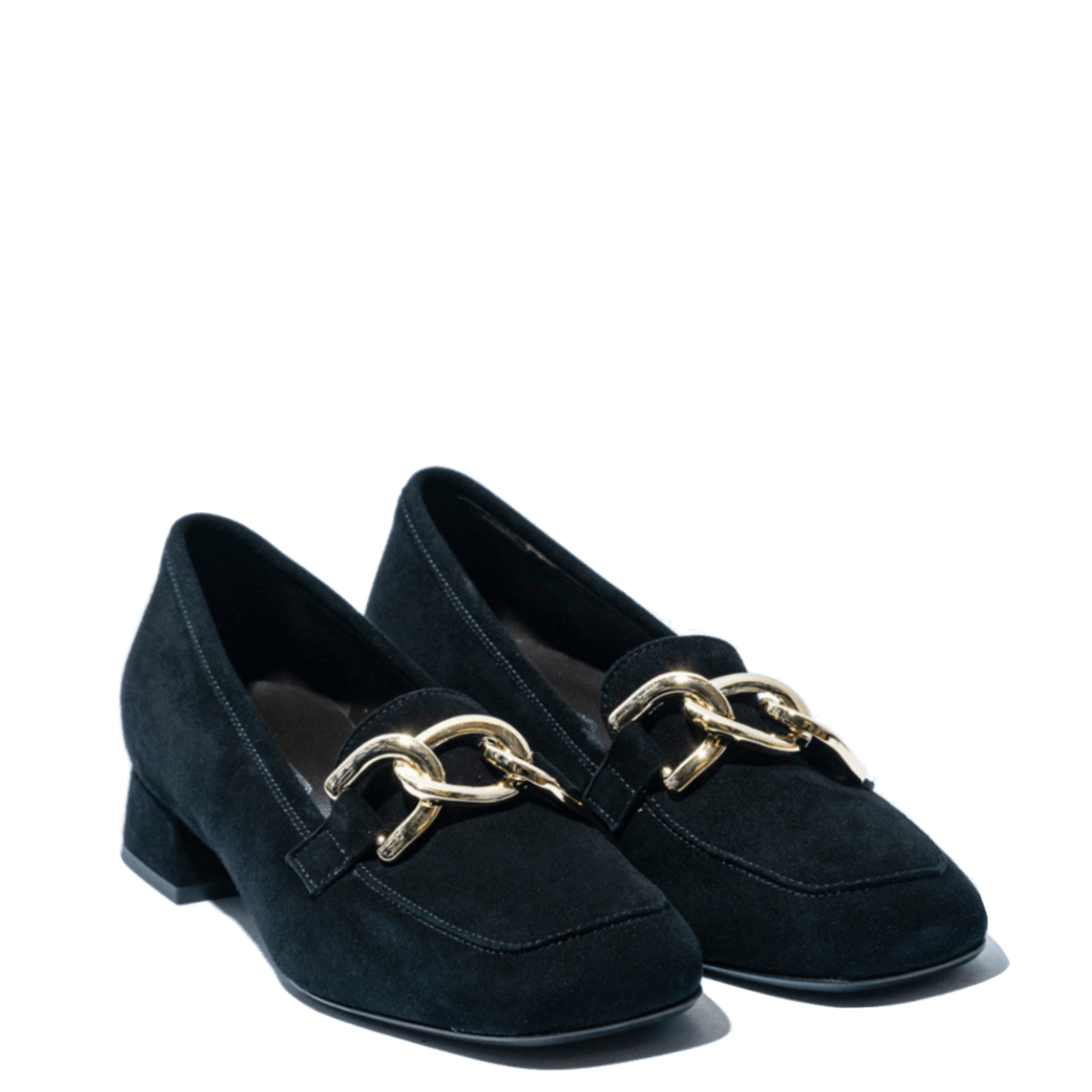 Mocassino Savorè Catena Dorata Camoscio Nero - Savorè - Calzature Savorè