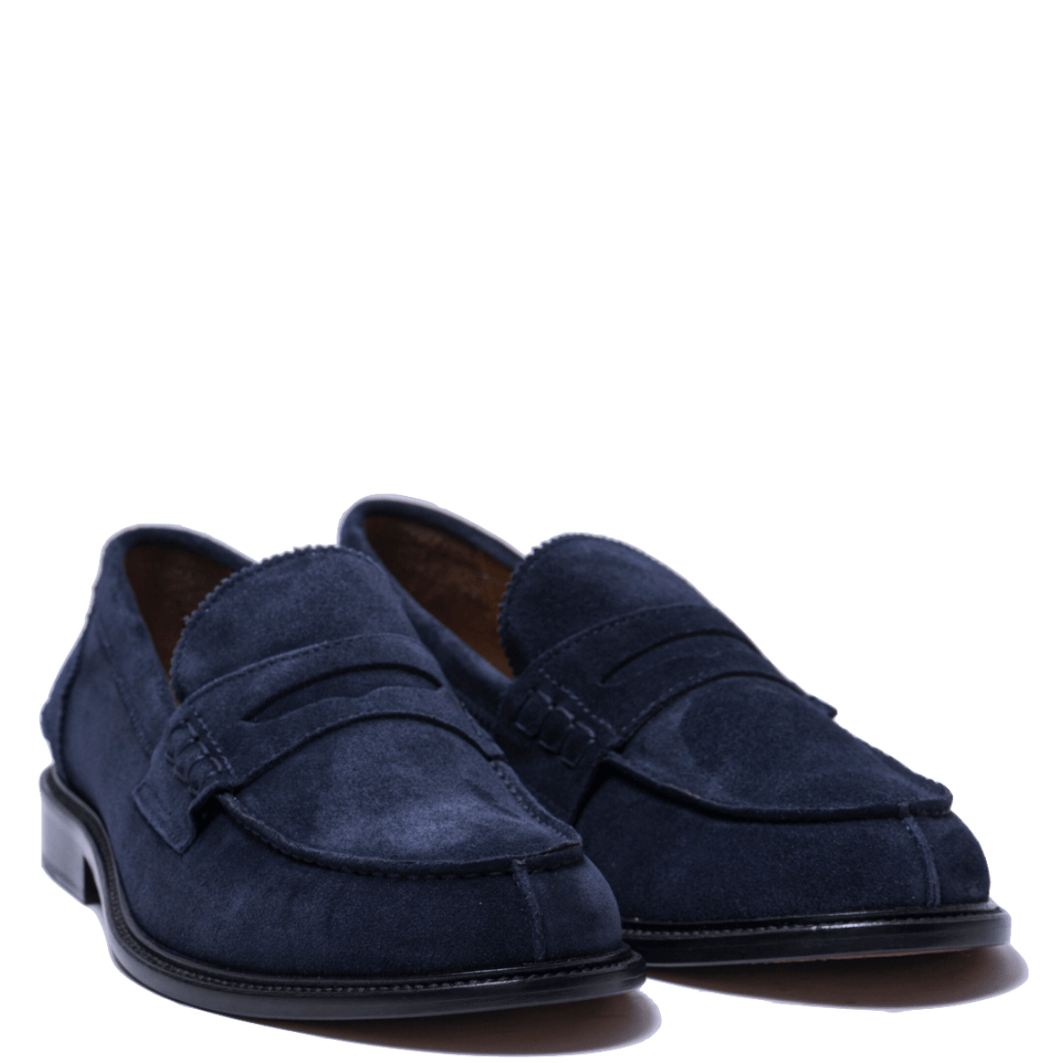 Mocassino Saxone Fodera Pelle Camoscio Blu