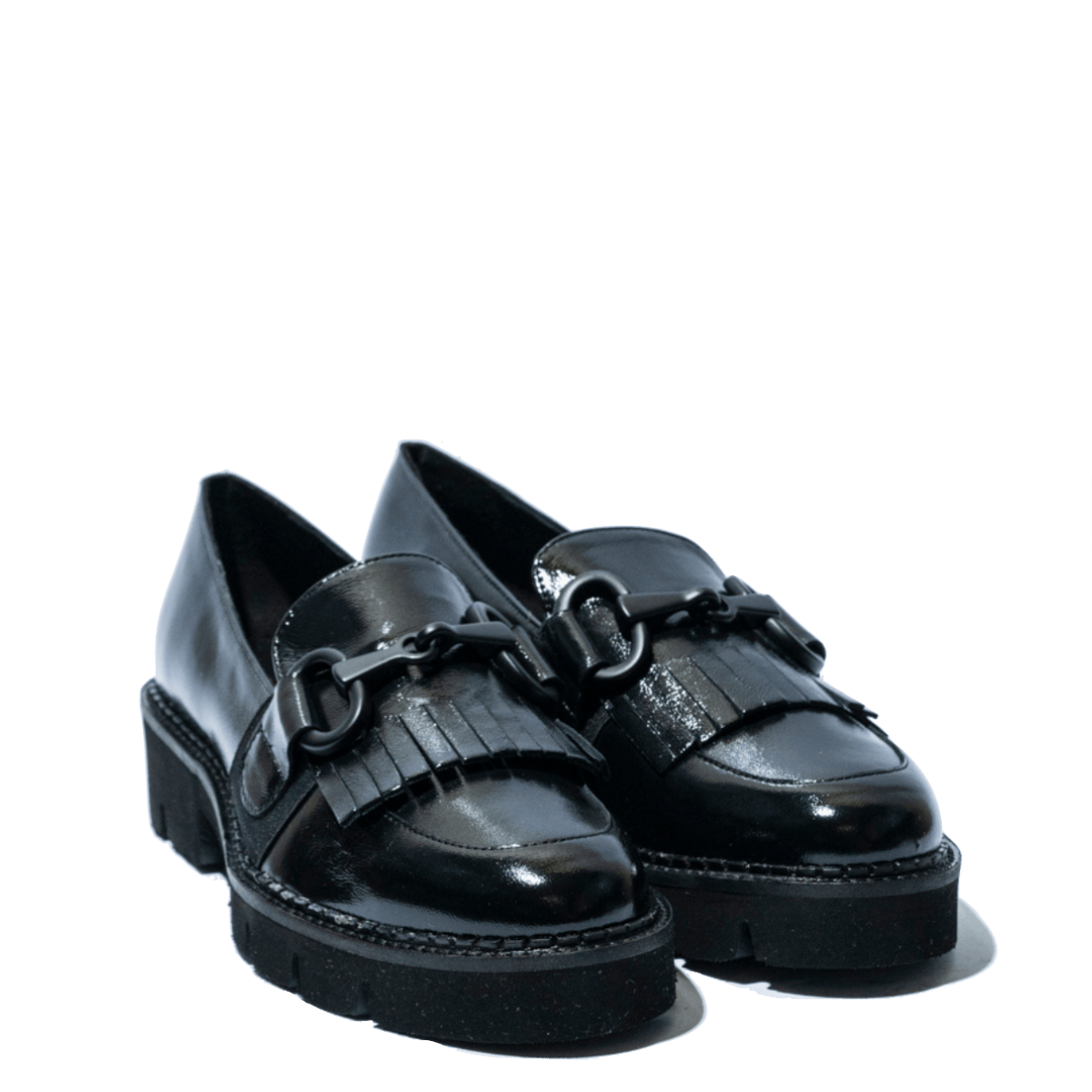 Mocassino Vitulli & Co. Frangia e Morsetto Nappa Verniciata Nero - Vitulli & Co. - Calzature Savorè