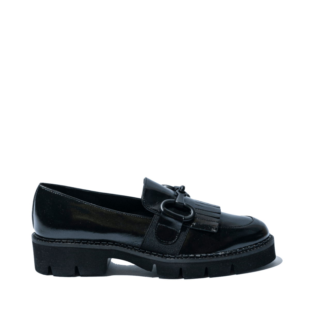 Mocassino Vitulli & Co. Frangia e Morsetto Nappa Verniciata Nero - Vitulli & Co. - Calzature Savorè