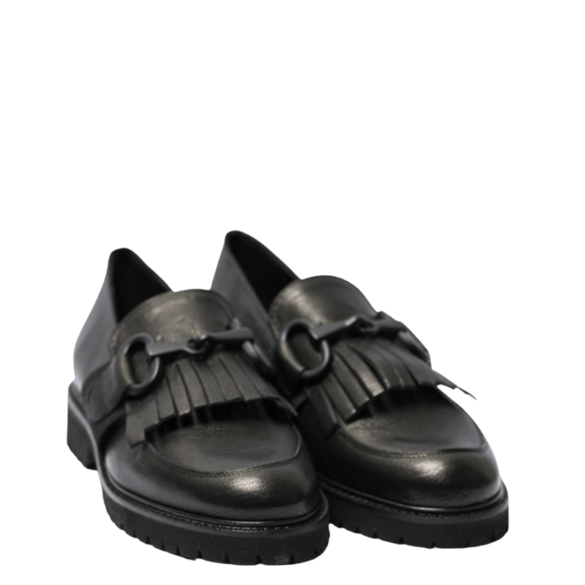 Mocassino Vitulli & Co. Frangia e Morsetto Pelle Texas Nero - Vitulli & Co. - Calzature Savorè