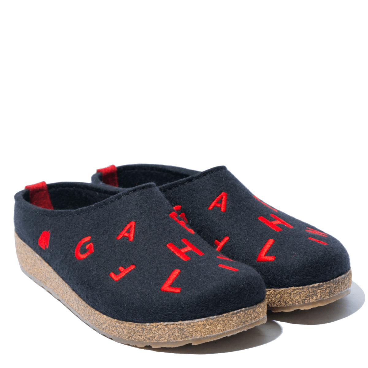 Pantofola Haflinger Grizzly Lettere Nero/Rosso - Haflinger - Calzature Savorè