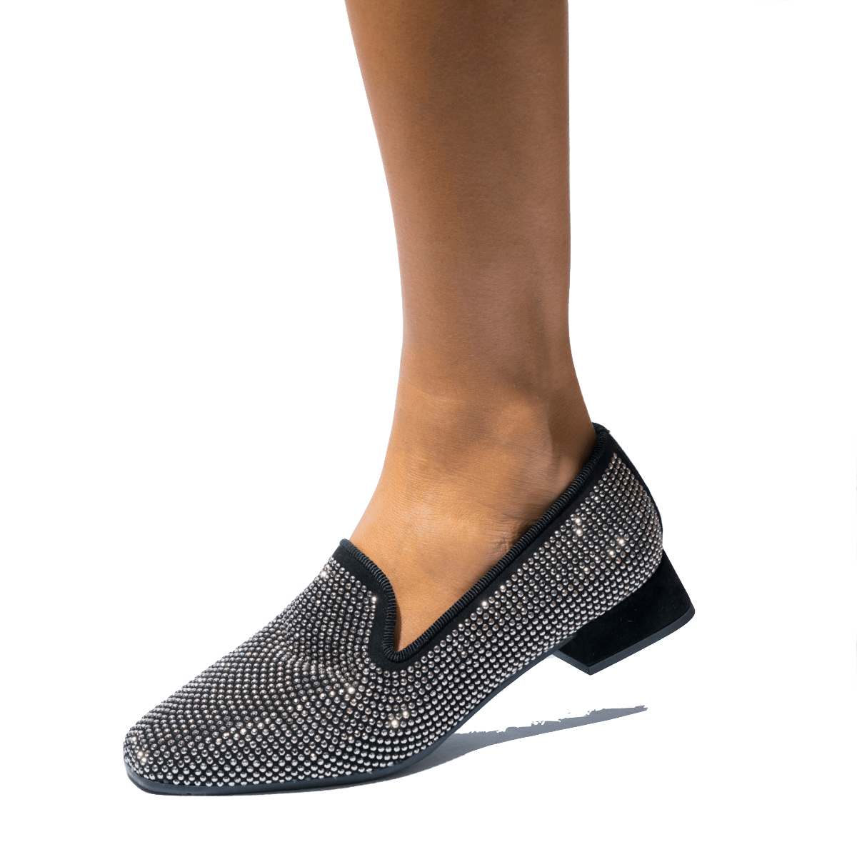 Pantofolina Le Gazzelle Strass Argento Camoscio Nero - Le Gazzelle - Calzature Savorè