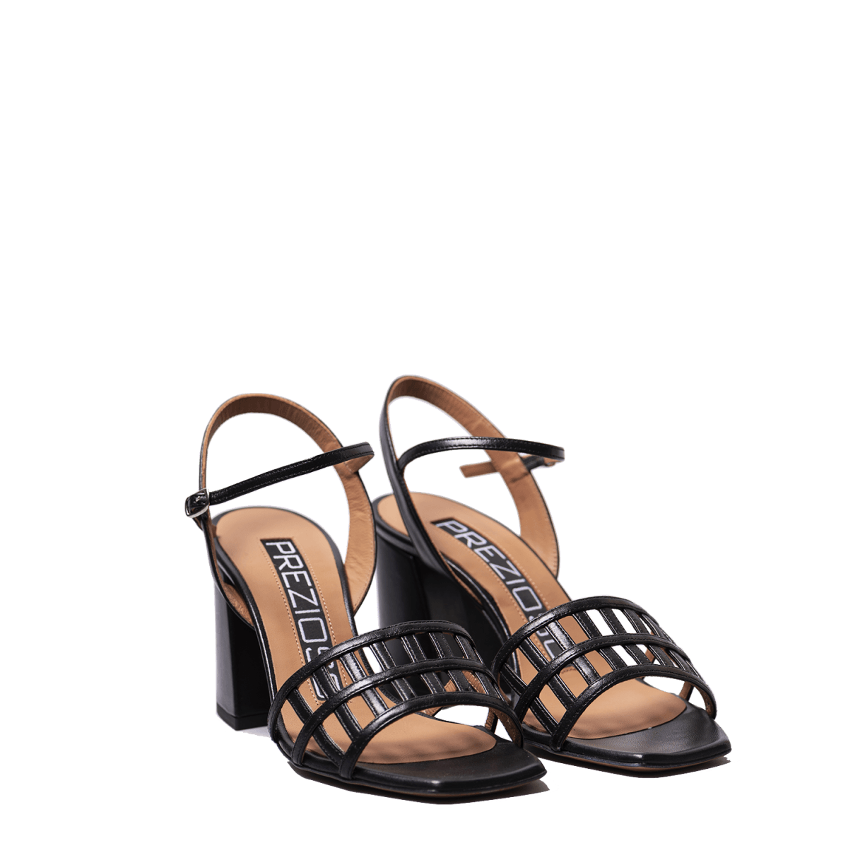 Sandalo Prezioso Nappa Nero Tacco Grosso - Prezioso - Calzature Savorè