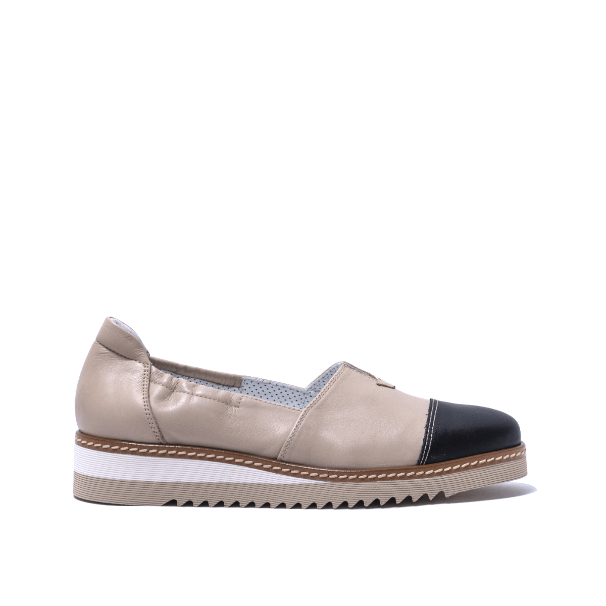 Slip-On Alfredo Giantin Pelle Beige-Nero - Alfredo Giantin - Calzature Savorè