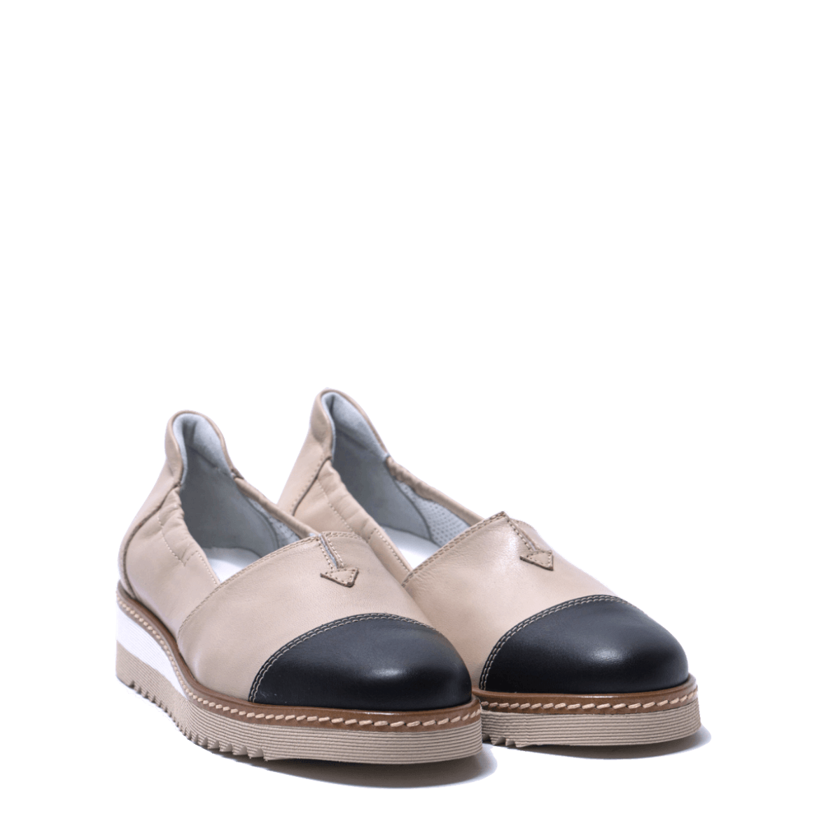 Slip-On Alfredo Giantin Pelle Beige-Nero - Alfredo Giantin - Calzature Savorè