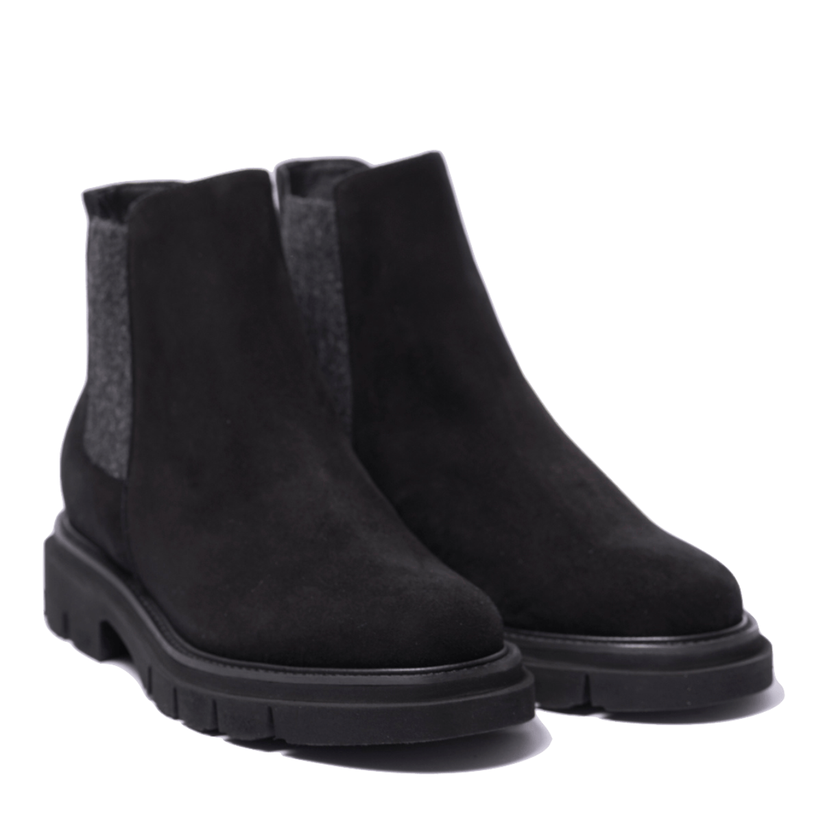 Stivaletto Beatles Camoscio Nero Elastici Lana Cotta - luca grossi - Calzature Savorè