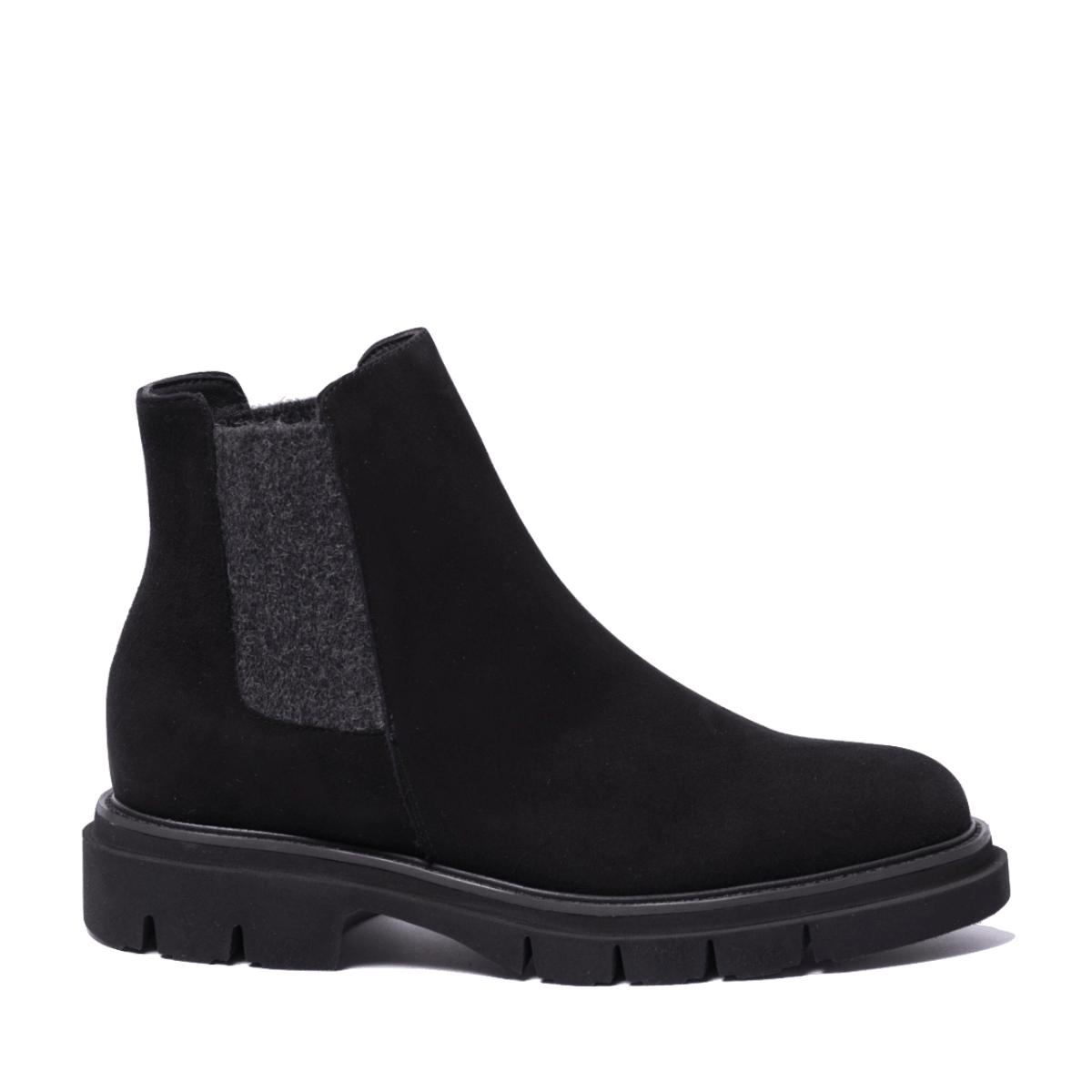 Stivaletto Beatles Camoscio Nero Elastici Lana Cotta - luca grossi - Calzature Savorè