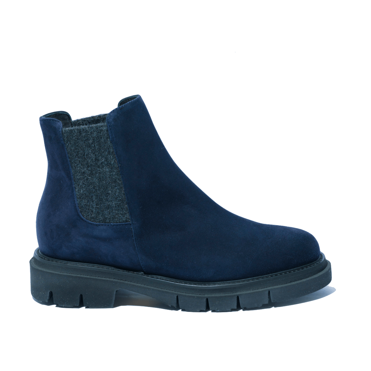 Stivaletto Beatles Luca Grossi Camoscio Blu Elastici Lana Cotta - Luca Grossi - Calzature Savorè