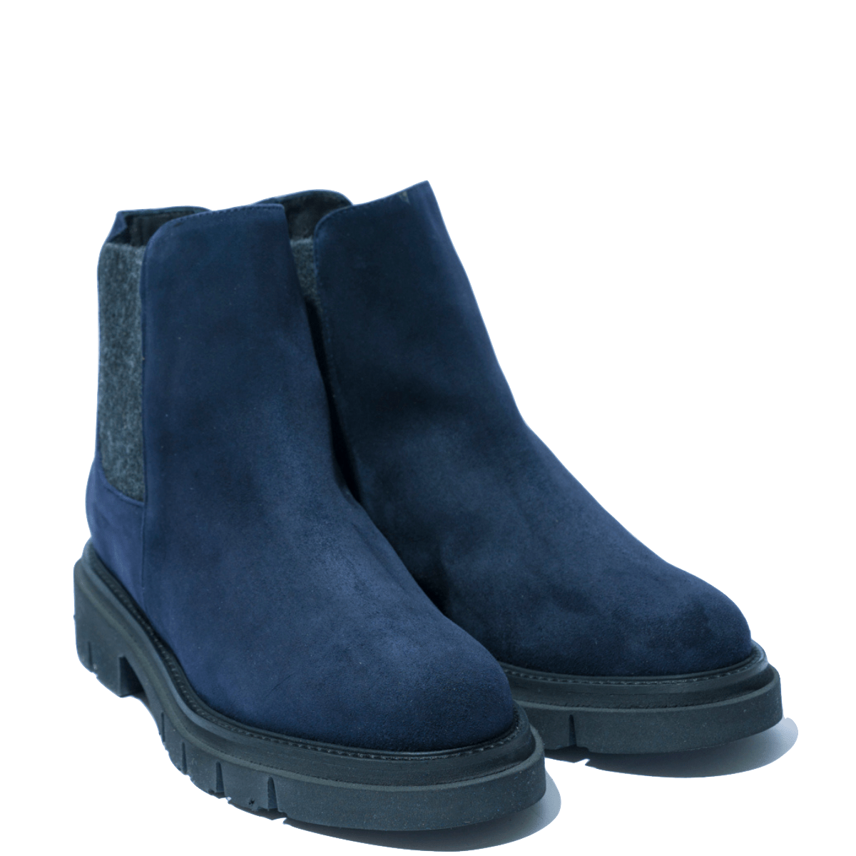 Stivaletto Beatles Luca Grossi Camoscio Blu Elastici Lana Cotta - Luca Grossi - Calzature Savorè