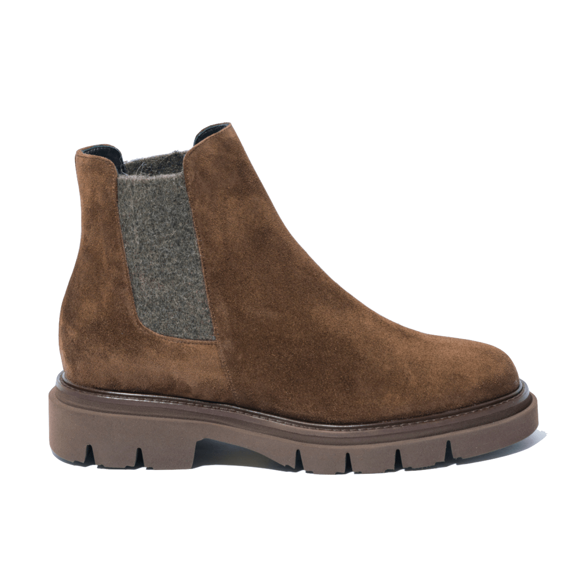 Stivaletto Beatles Luca Grossi Camoscio Nocciola Elastici Lana Cotta - Luca Grossi - Calzature Savorè