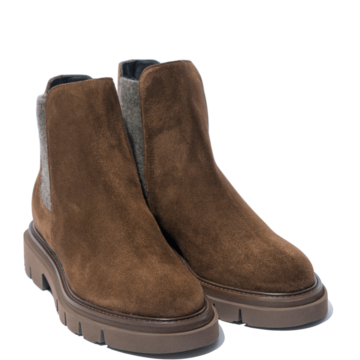 Stivaletto Beatles Luca Grossi Camoscio Nocciola Elastici Lana Cotta - Luca Grossi - Calzature Savorè