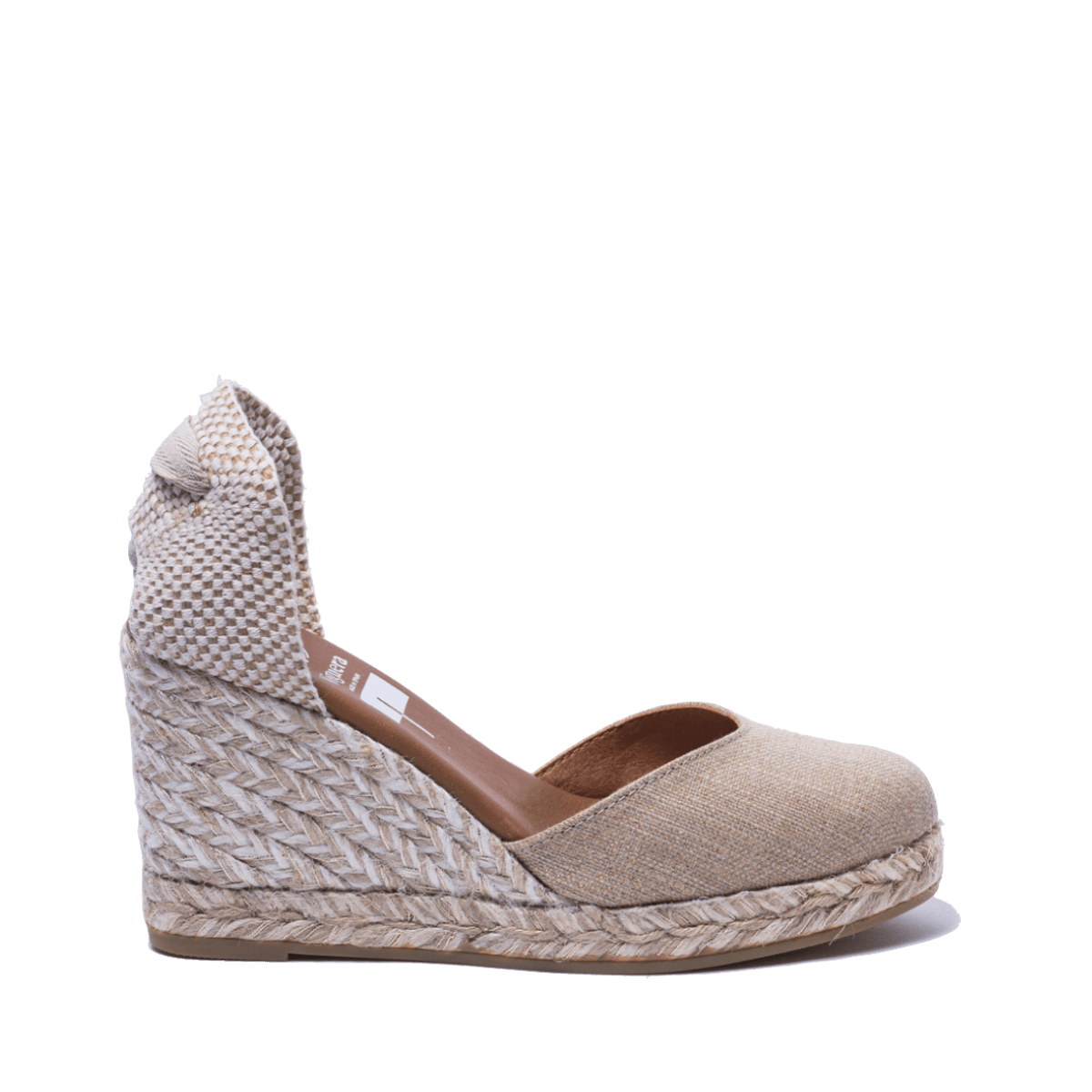 Zeppa Alta in Corda Viguera Tessuto Laminato Oro - Viguera - Calzature Savorè