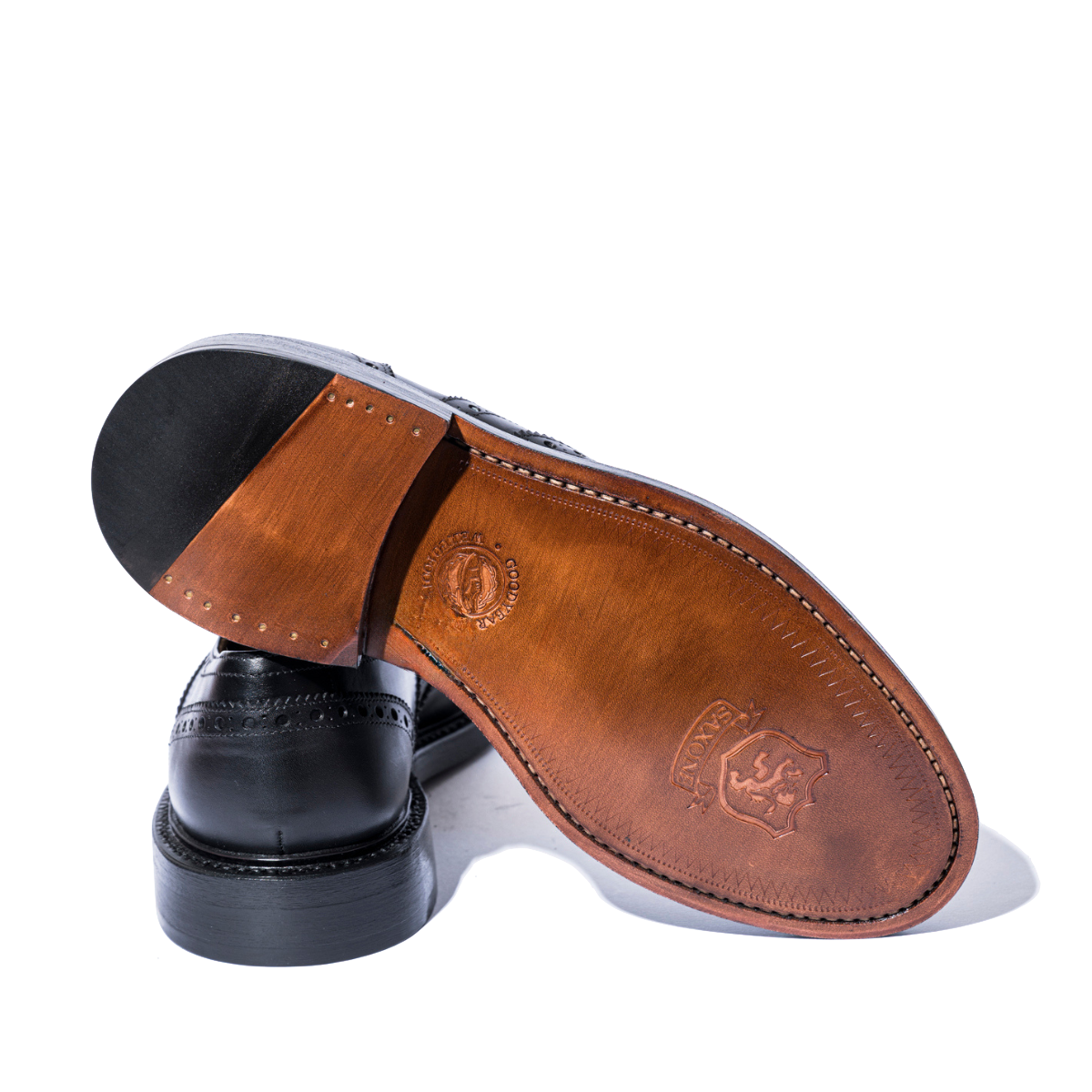 Classica-Allacciata-Saxone-Cucitura-Goodyear-Vitello-Coda-Di-Rondine-Nero-3