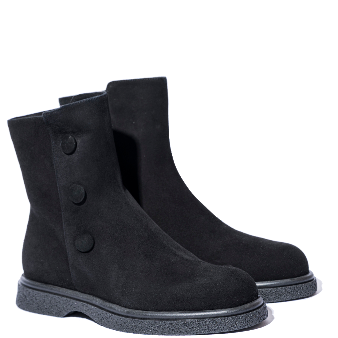 Stivaletto-La-Sellerie-Bottoni-Camoscio-Nero-1