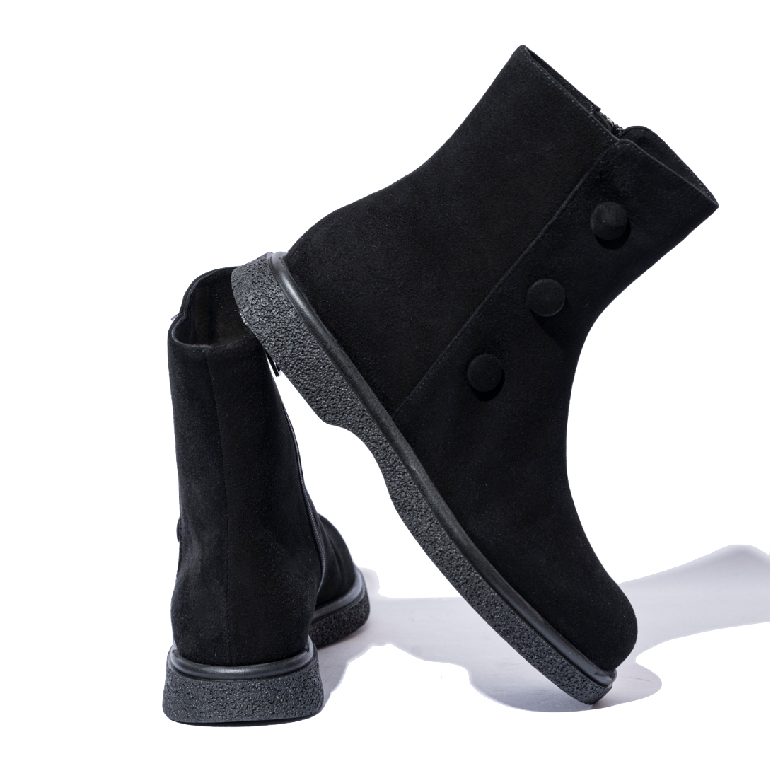 Stivaletto-La-Sellerie-Bottoni-Camoscio-Nero-3