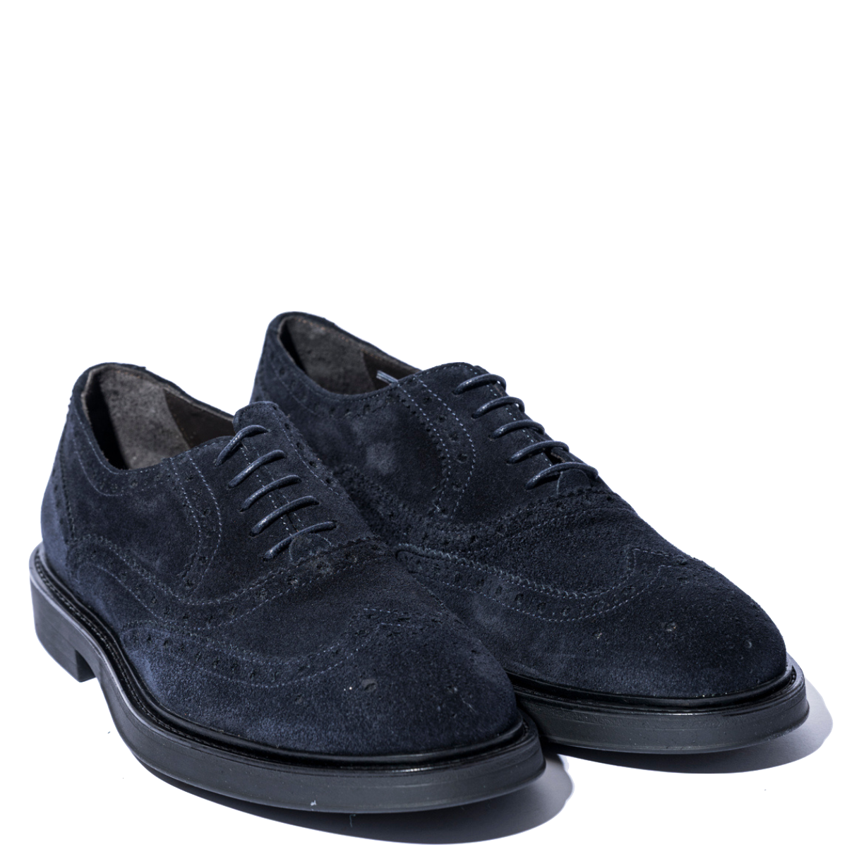 Classica Allacciata Saxone Camoscio Coda Di Rondine Blu - Saxone - Calzature Savorè