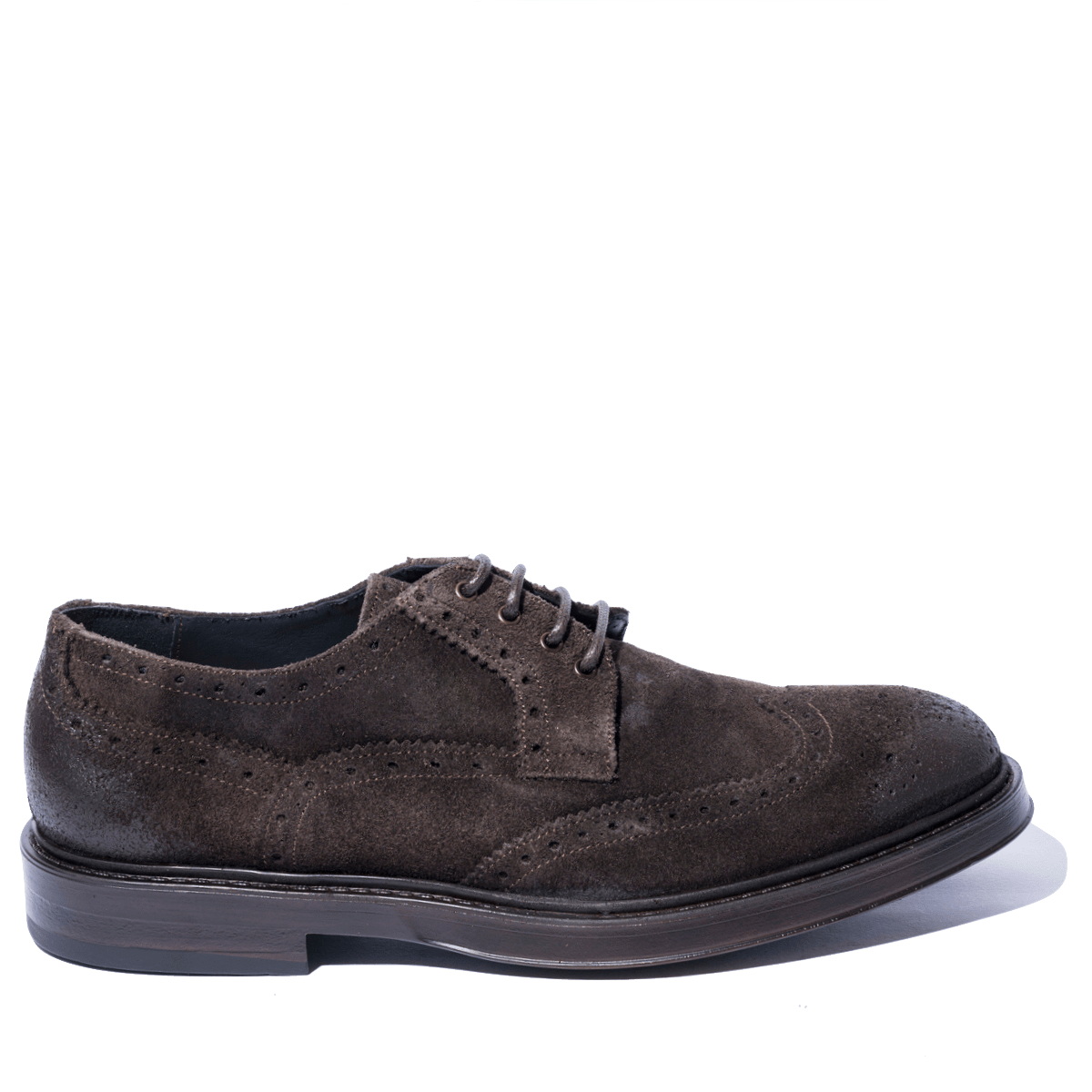 Allacciata Derby F.lli Rennella Camoscio Ingrassato Coda Di Rondine Marrone - F.lli Rennella - Calzature Savorè