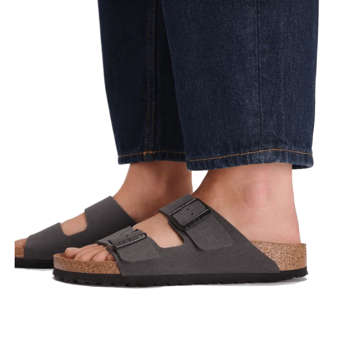 Ciabattina Birkenstock Arizona Birko-Flor Velvet Gray / Black Buckles - Birkenstock - Calzature Savorè