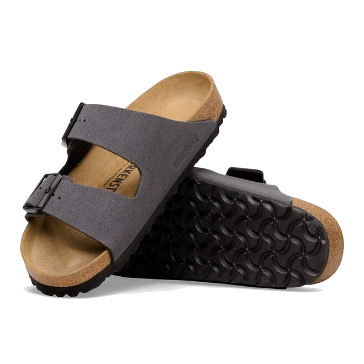Ciabattina Birkenstock Arizona Birko-Flor Velvet Gray / Black Buckles - Birkenstock - Calzature Savorè