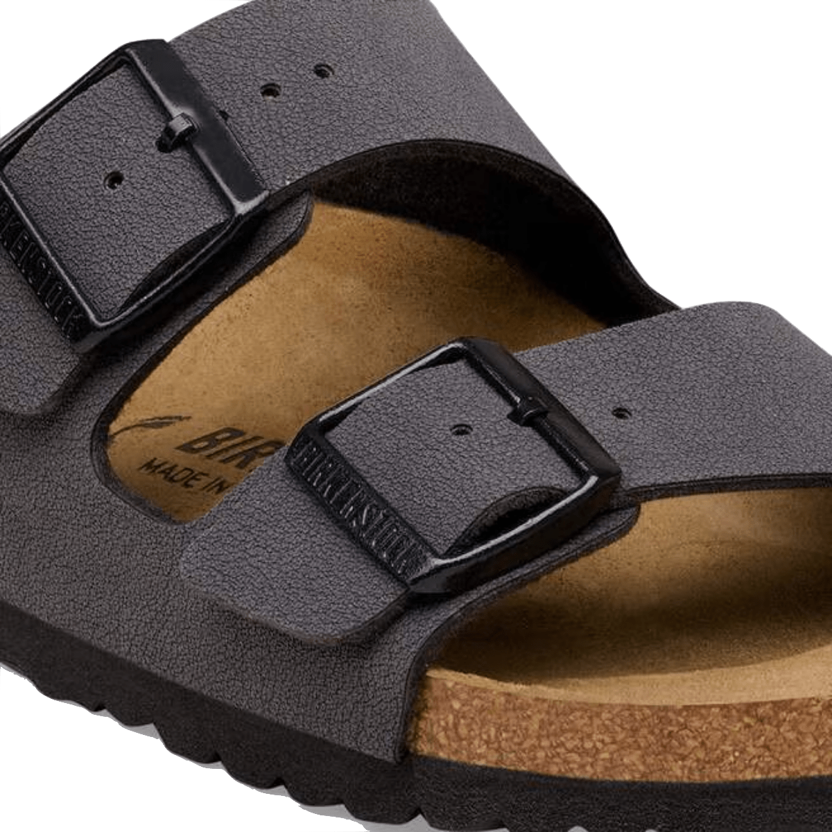 Ciabattina Birkenstock Arizona Birko-Flor Velvet Gray / Black Buckles - Birkenstock - Calzature Savorè