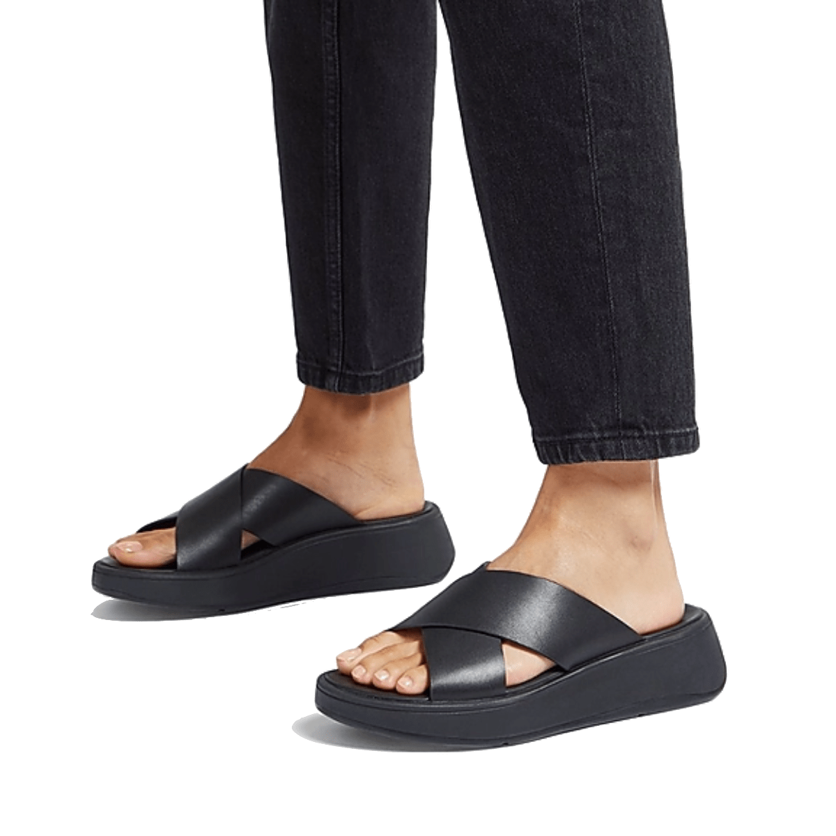 Ciabattina Fit - Flop Flatform Cross Slides Pelle Nero - Fit - Flop - Calzature Savorè