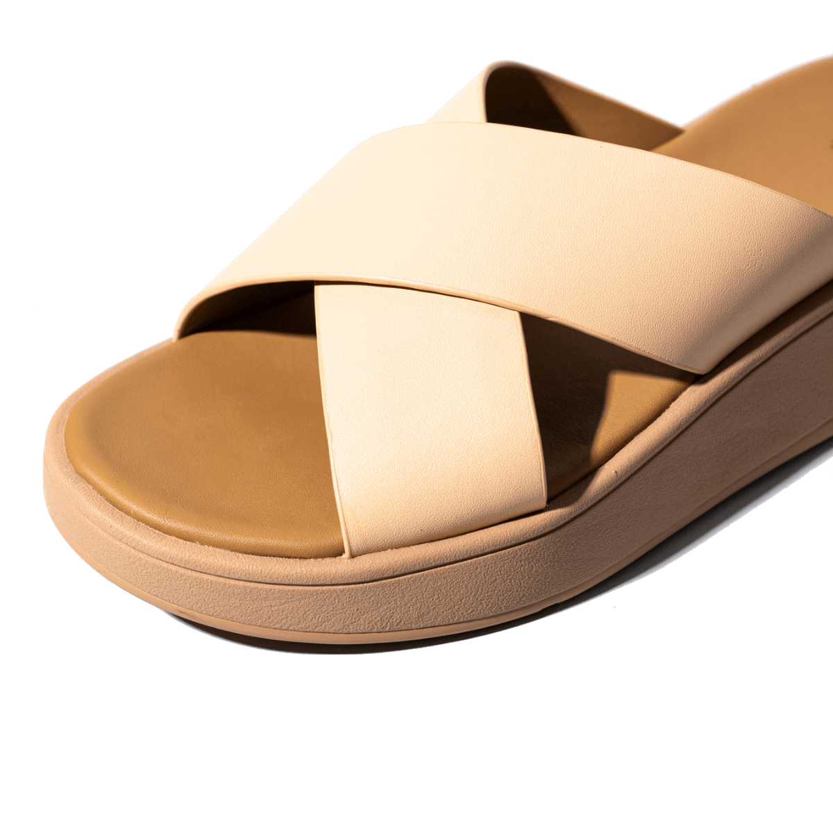 Ciabattina Flit Flop Flatform Cross Slides Pelle Beige - Fit - Flop - Calzature Savorè
