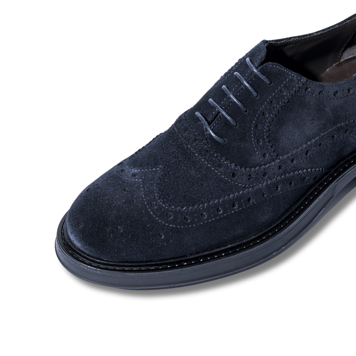Classica Allacciata Saxone Camoscio Coda Di Rondine Blu - Saxone - Calzature Savorè