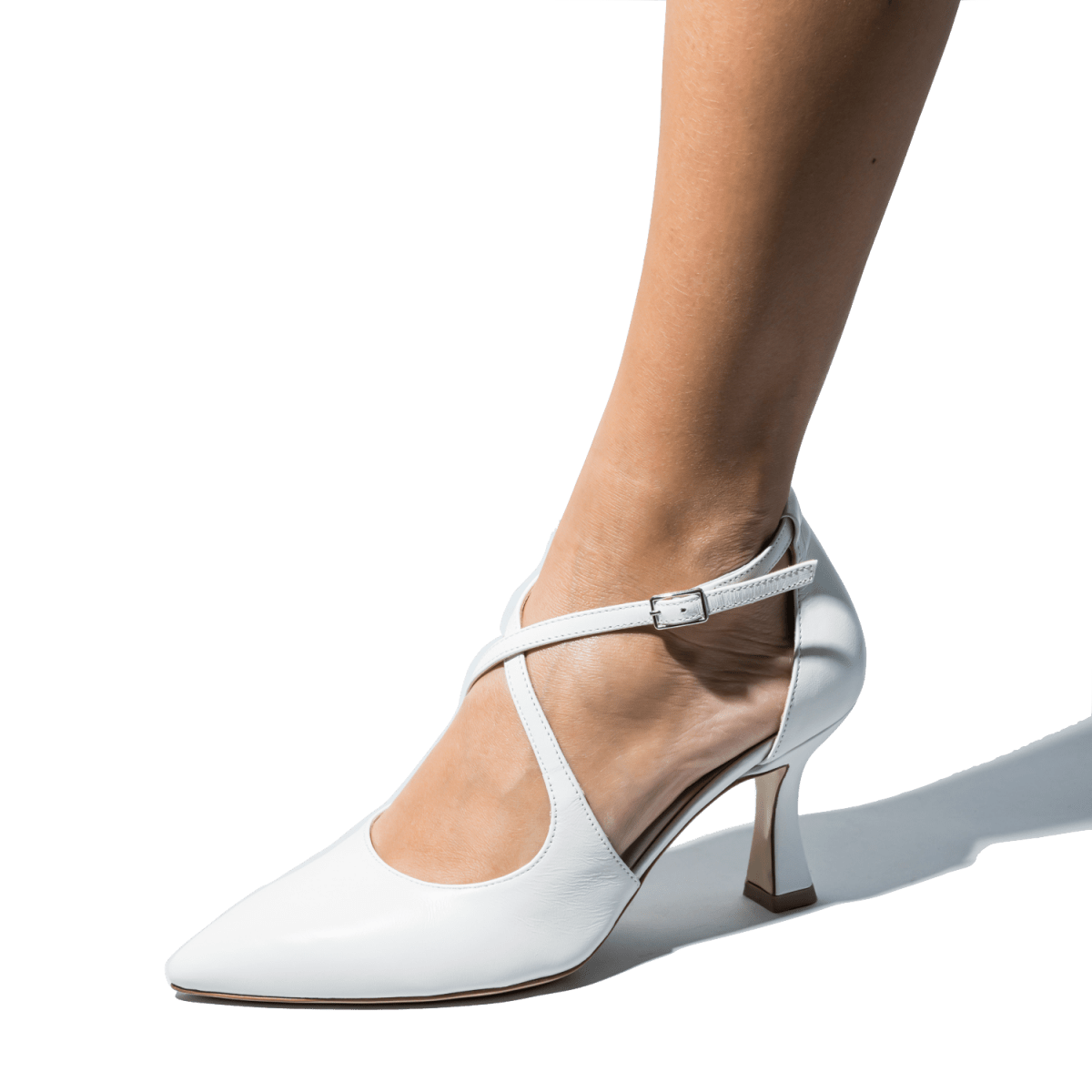 Décolleté Aperto Melluso Doppio Cinturino Pelle Bianco Sposa