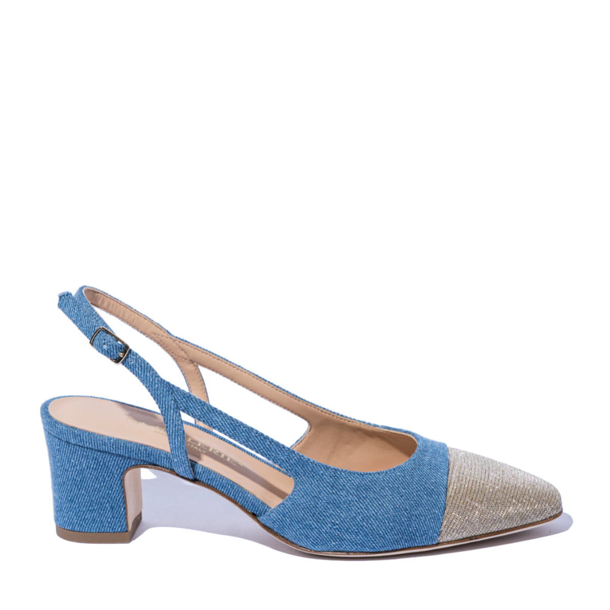 Slingback-La-Sellerie-Tessuto-Denim/Galassia-Champagne-2