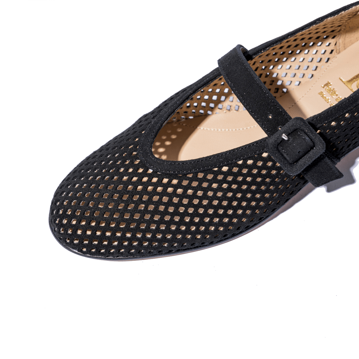 Mary Jane Luca Grossi Camoscio Traforato Nero - Luca Grossi - Calzature Savorè