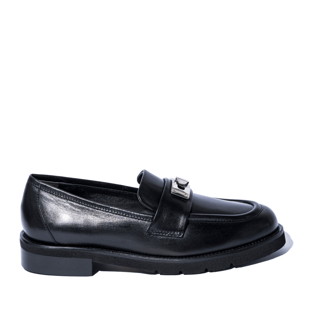 Mocassino Luca Grossi Fibbia Acciaio Pelle Natur Nero - Luca Grossi - Calzature Savorè