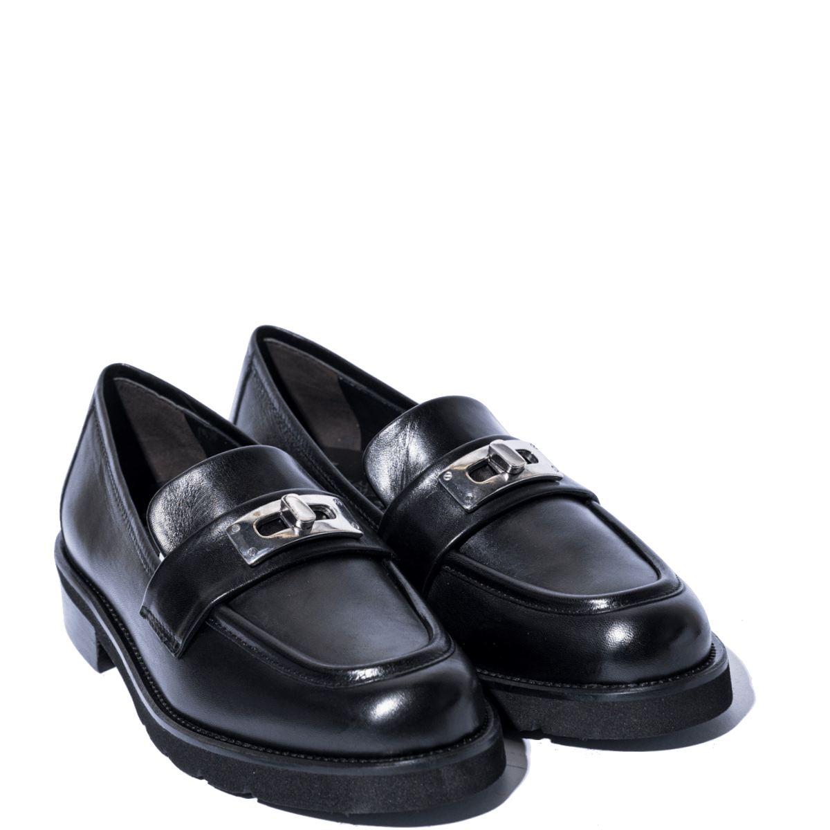Mocassino Luca Grossi Fibbia Acciaio Pelle Natur Nero - Luca Grossi - Calzature Savorè