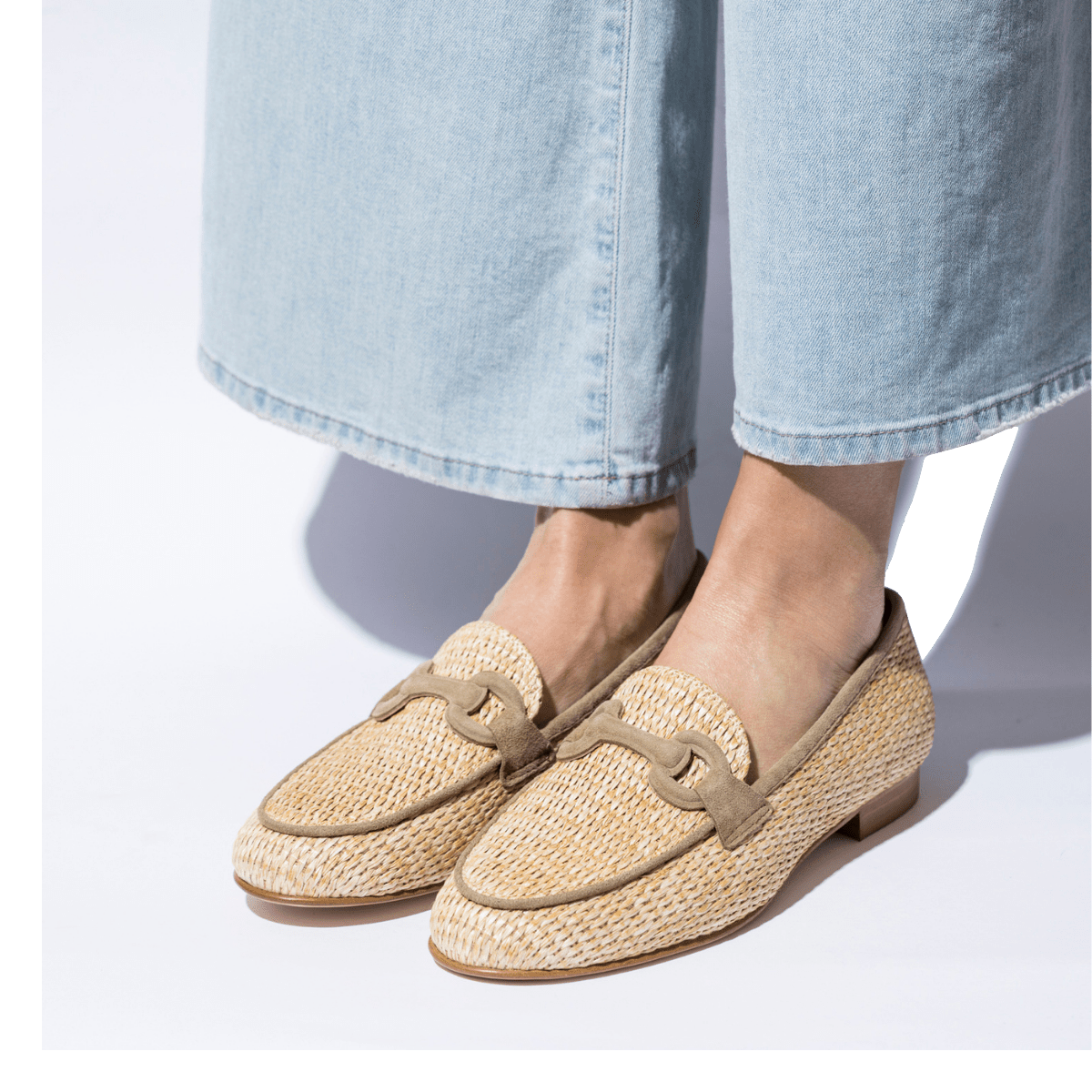 Mocassino Luca Grossi Fibbia Camoscio Cachi Rafia Naturale - Luca Grossi - Calzature Savorè