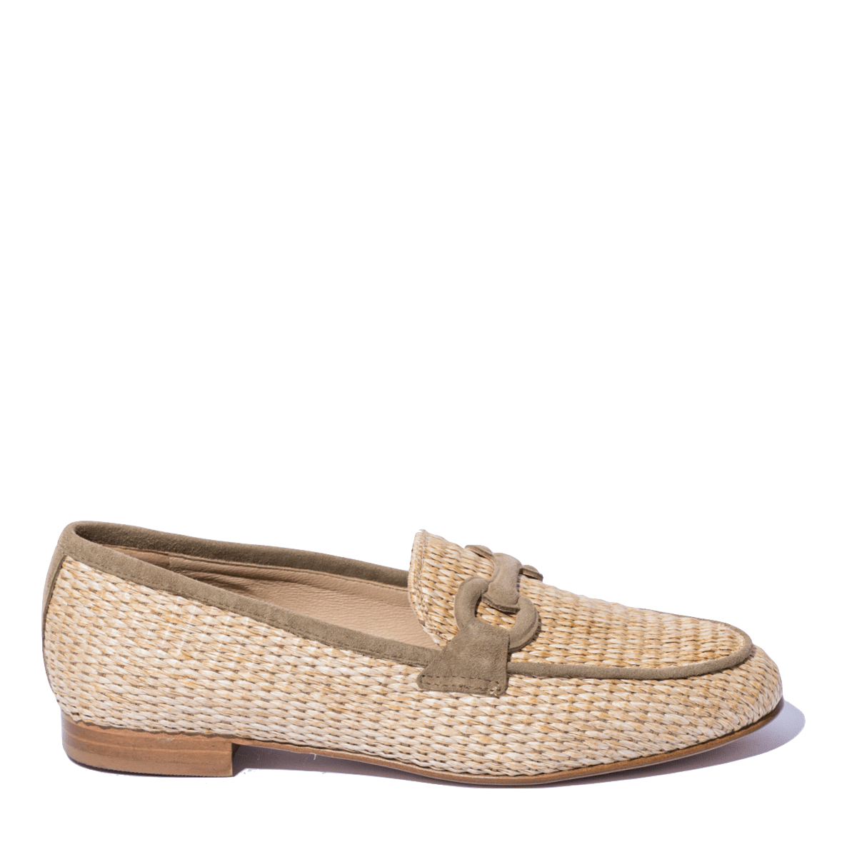 Mocassino Luca Grossi Fibbia Camoscio Cachi Rafia Naturale - Luca Grossi - Calzature Savorè