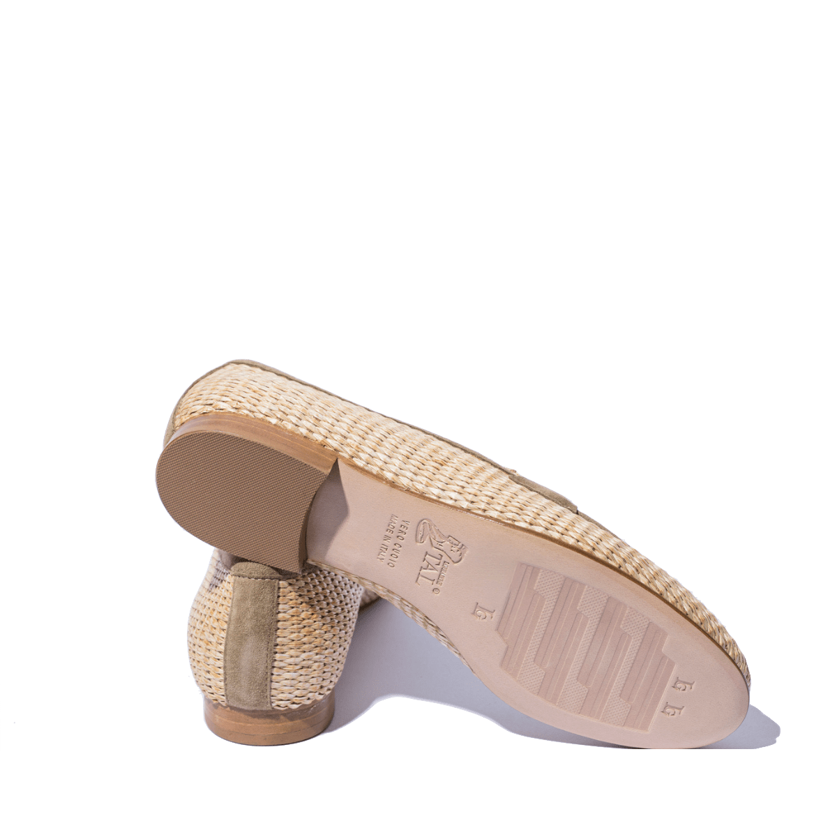 Mocassino Luca Grossi Fibbia Camoscio Cachi Rafia Naturale - Luca Grossi - Calzature Savorè