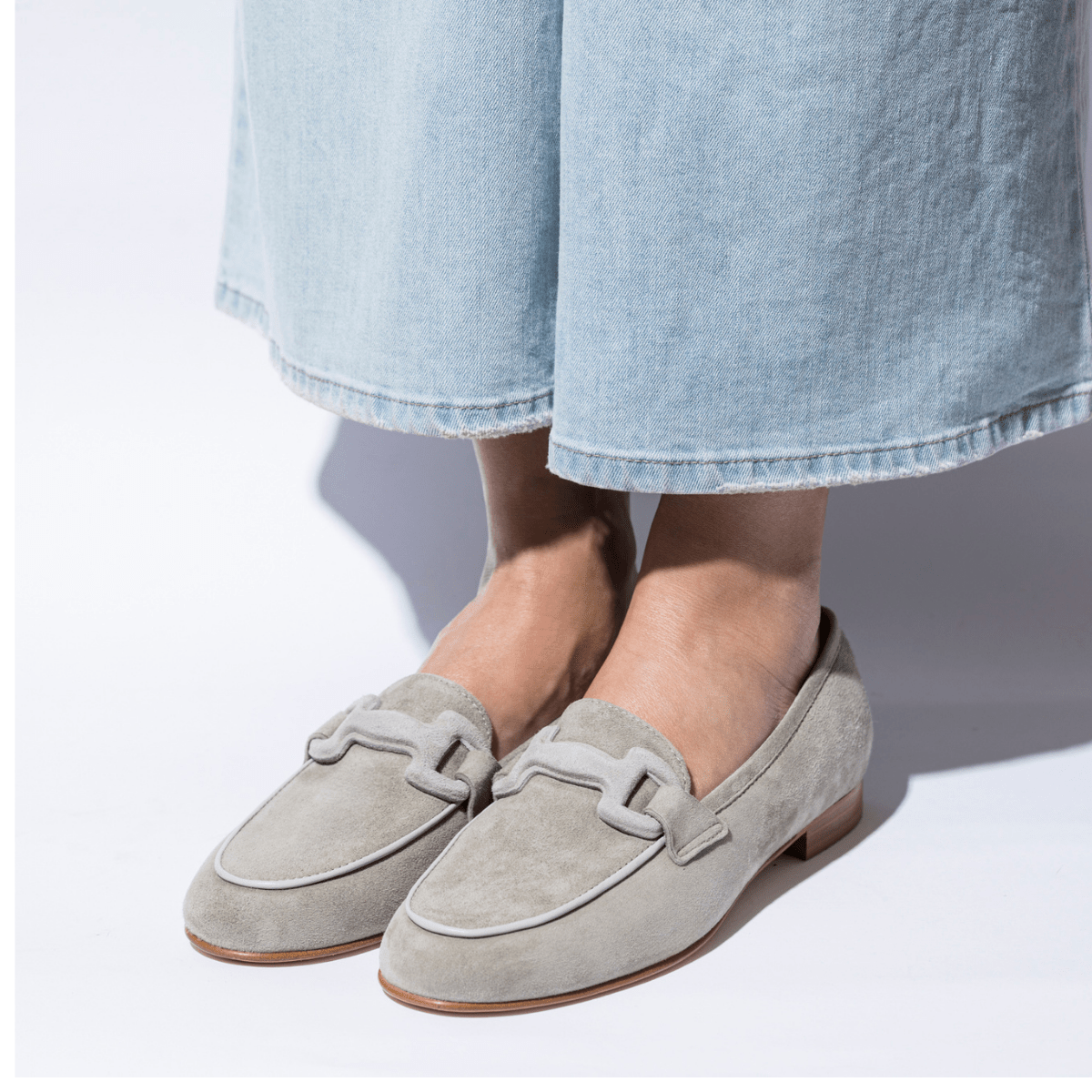 Mocassino Luca Grossi Fibbia Camoscio Grigio Chiaro - Luca Grossi - Calzature Savorè