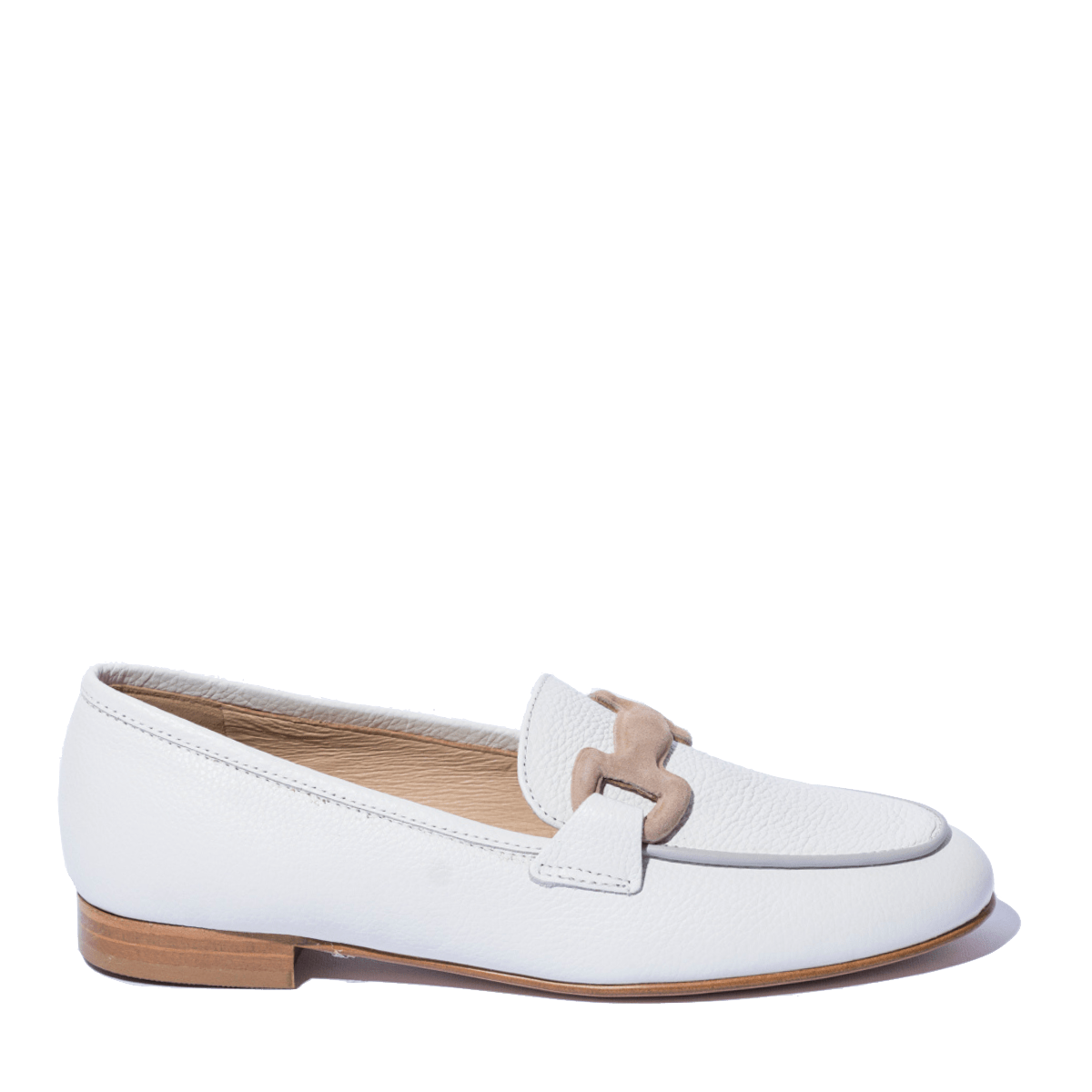 Mocassino Luca Grossi Fibbia Camoscio Nude Pelle Willer Bianco - Luca Grossi - Calzature Savorè