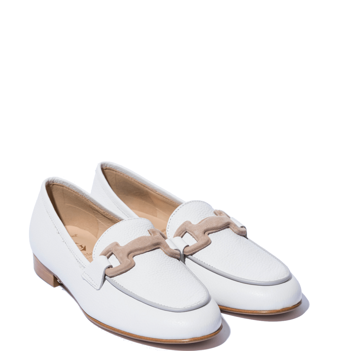 Mocassino Luca Grossi Fibbia Camoscio Nude Pelle Willer Bianco - Luca Grossi - Calzature Savorè