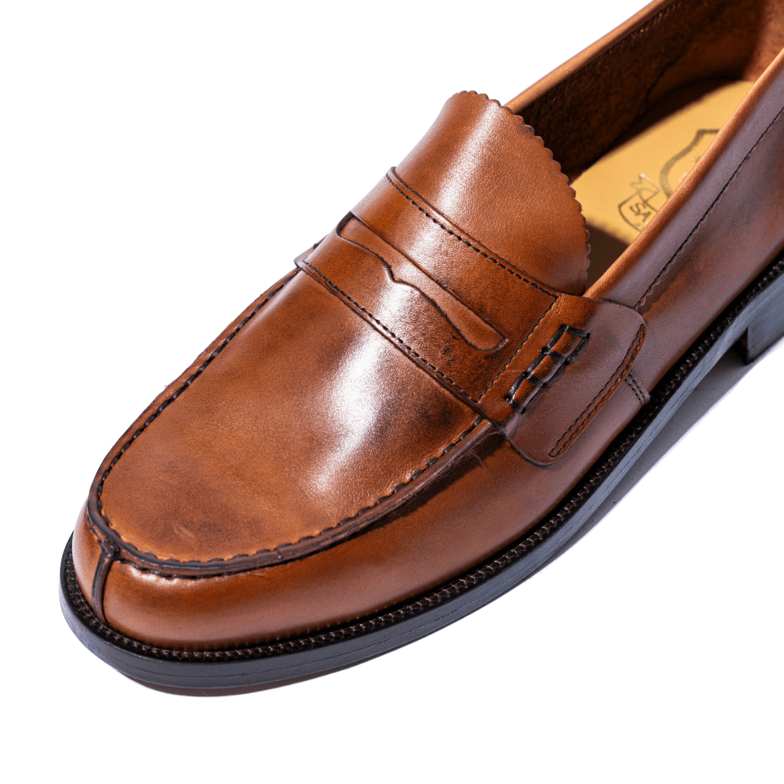Mocassino Penny Loafer Saxone Vitello Cognac - Saxone - Calzature Savorè