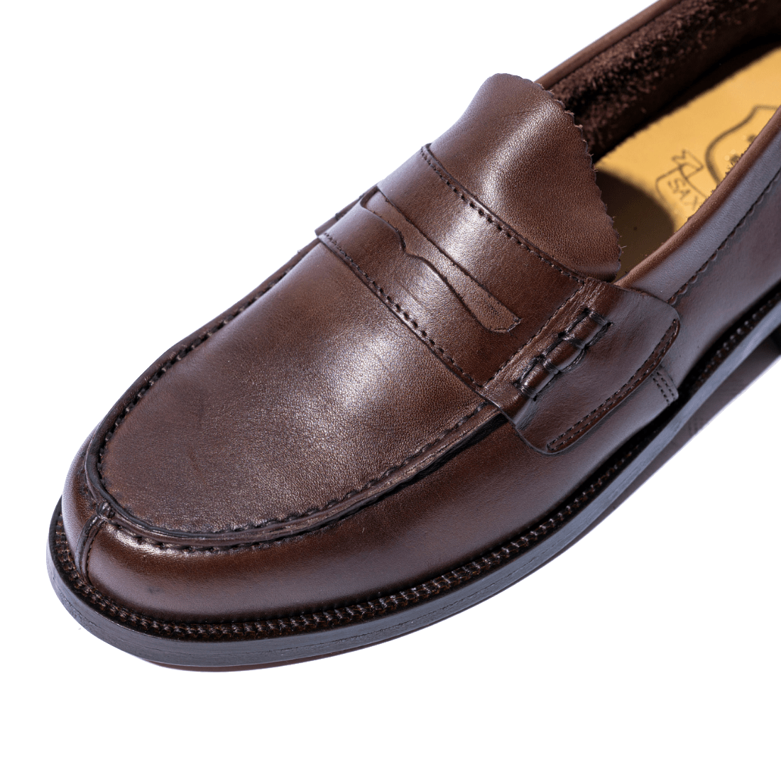 Mocassino Penny Loafer Saxone Vitello Dark Brown - Saxone - Calzature Savorè