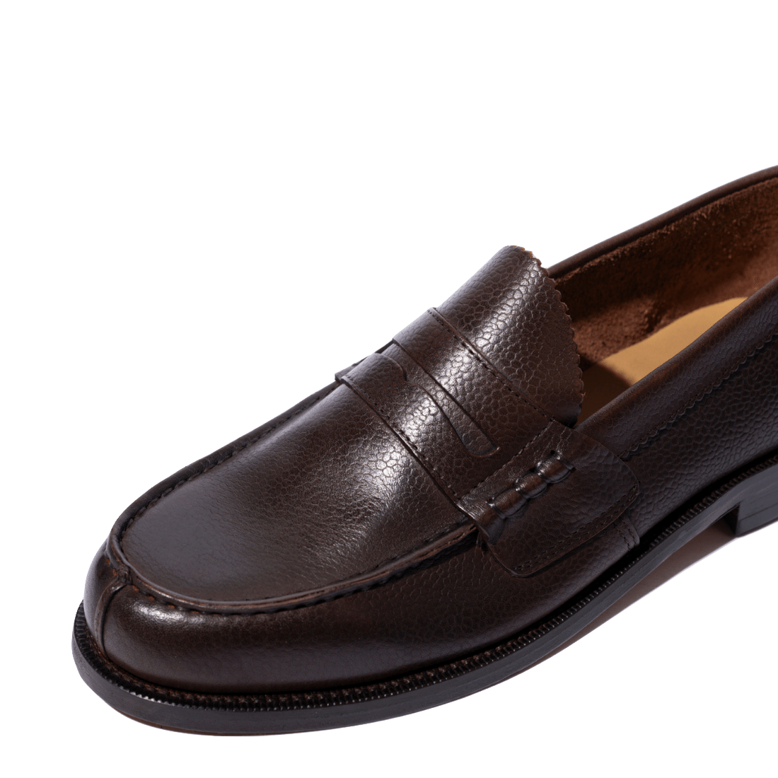 Mocassino Penny Loafer Saxone Vitello Martellato Dark Brown - Saxone - Calzature Savorè