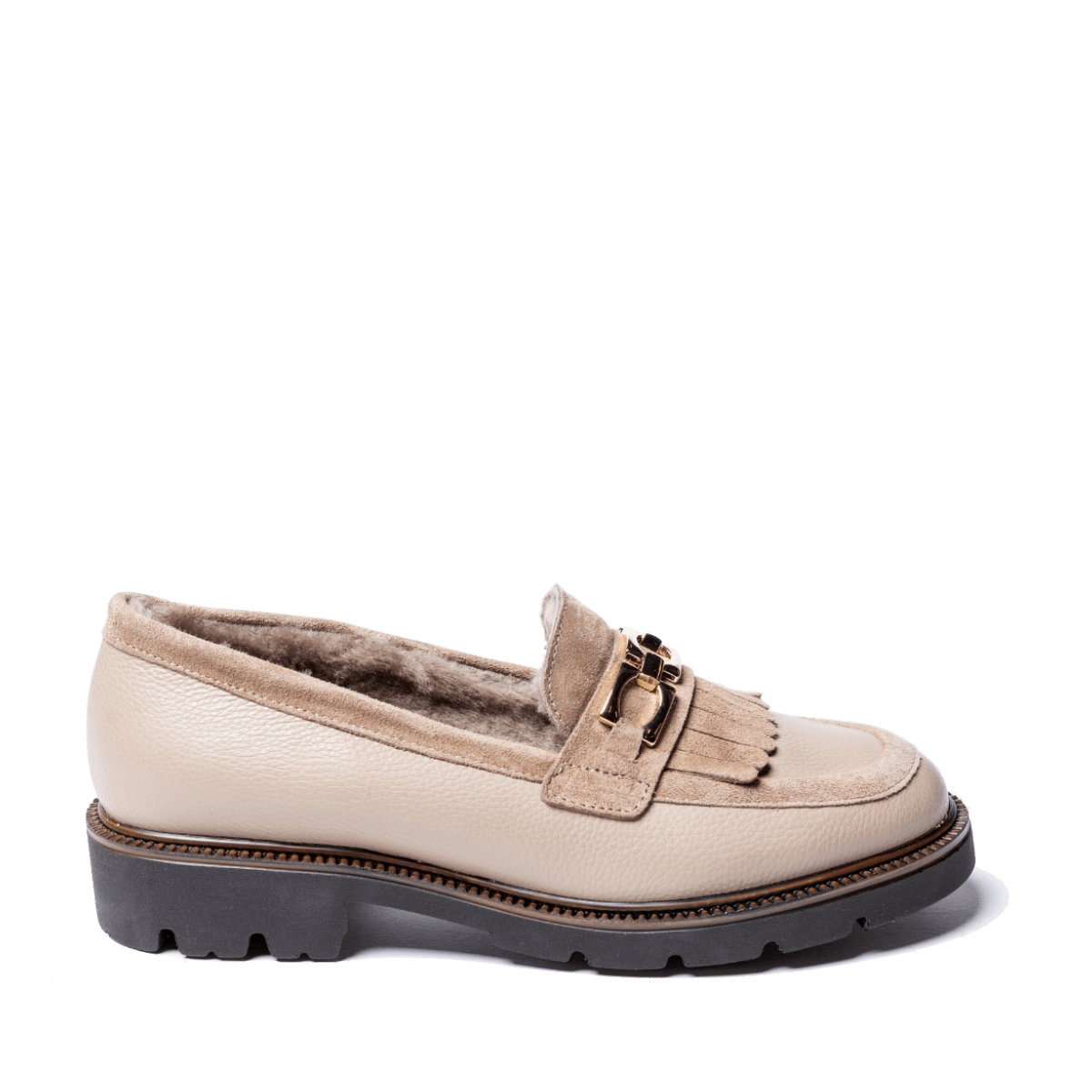 Mocassino Savorè Pelle Willer e Camoscio Bristol Taupe Fodera Montone - Savorè - Calzature Savorè